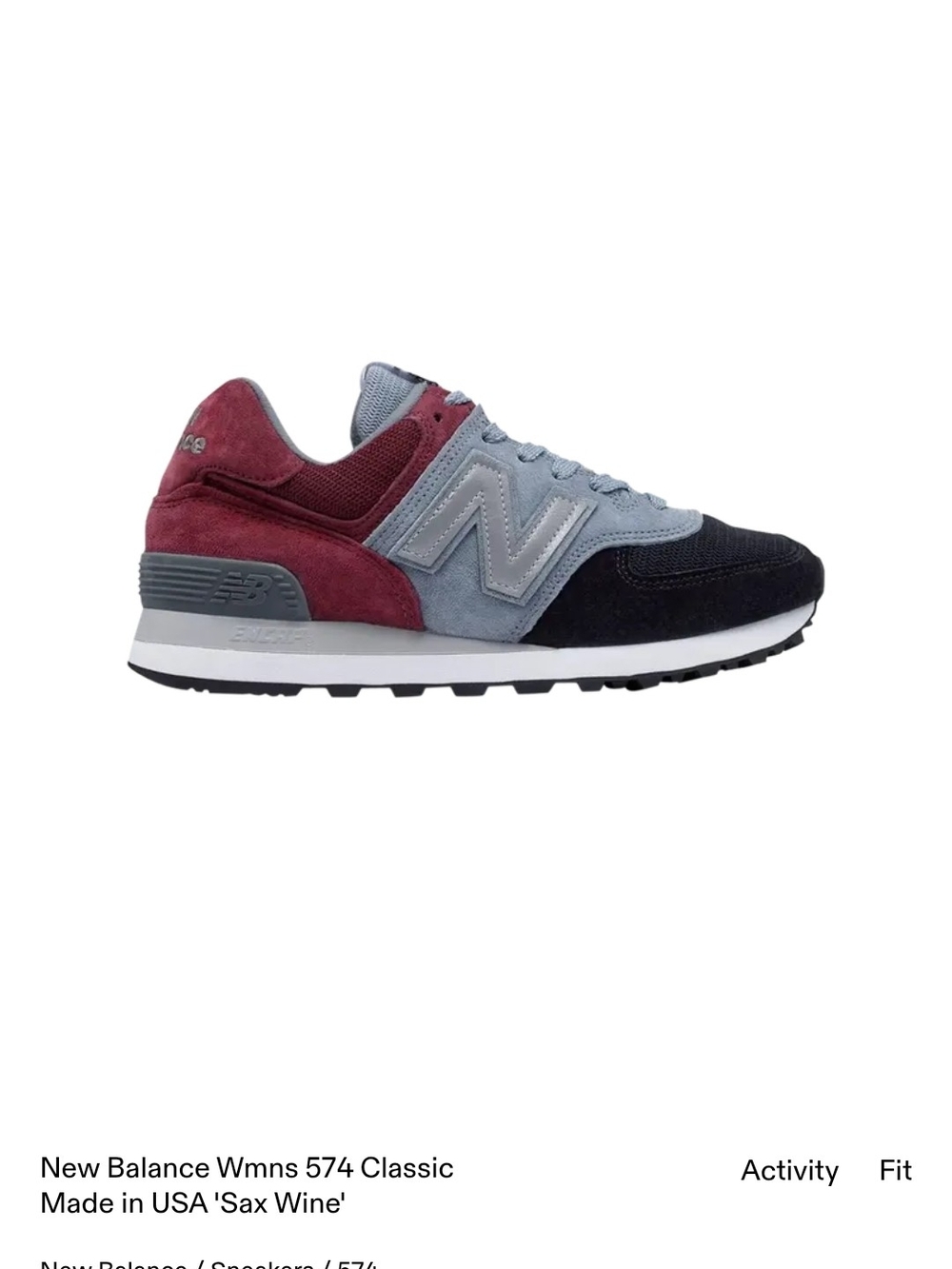 New Balance Made in USA 574 Classic Sax Wine Women's 6